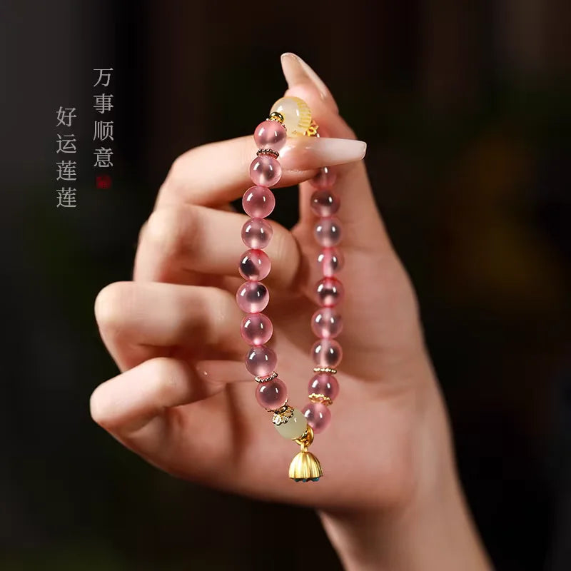Chinese Style Classical New Arrival Bracelet Candy Heart Agate Lucky Beads Hand String for Women High-end Ins For Women's Gifts
